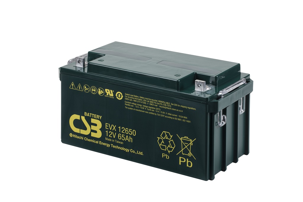 Deep cycle AGM loodaccu 12V 65Ah EVX12650 van CSB Battery