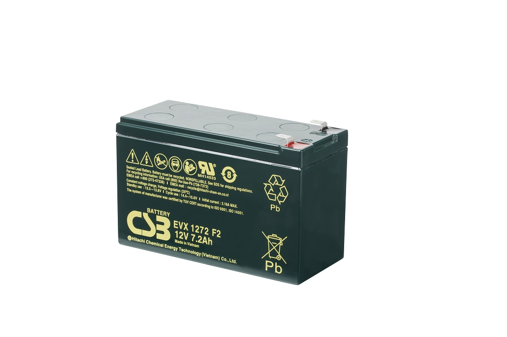 Deep cycle AGM loodaccu 12V 7,2Ah EVX1272 F2 van CSB Battery